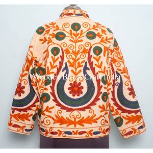 Best Selling Short Winter <b>Jacket</b> for <b>Women</b> Handmade <b>Velvet</b> with cotrise Embroidery Breathable Knitted Size Free Decorated Flower - Product Image 5