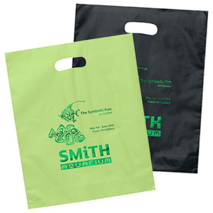 Vente en gros de sacs en plastique PE découpés à l'emporte-pièce avec impression personnalisée pour la boutique de cadeaux et l'emballage de friandises avec poignée - Product Image 6