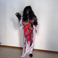 Masque de zombie fantôme animatronique avec vêtements d'horreur pour Halloween pour les maisons hantées, les centres commerciaux, les aéroports, les garderies et les jardins d'enfants