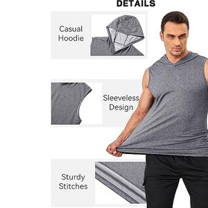 Haute qualité 100% coton Terry poids lourd épais pull hommes Style décontracté sans manches à capuche personnalisable impression sweats à capuche vierges - Product Image 5