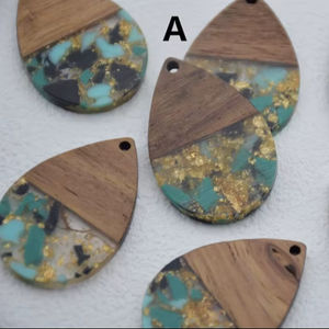 Traditional Vintage Wooden Resin <b>Teardrop</b> <b>Stud</b> <b>Earrings</b> | Artisan Handcrafted Wedding & Party <b>Earrings</b> for Women - Product Image 1