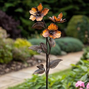 Piquets de jardin en métal à motifs floraux, idéaux pour les allées décoratives mettant en valeur la beauté botanique grâce à une fabrication florale robuste. - Product Image 3