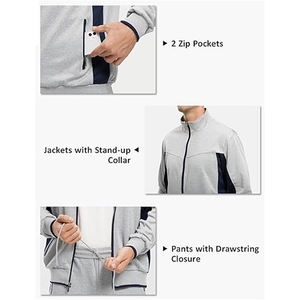 Premium Unisex Tracksuit Set Cotton <b>Polyester</b> Zip-Up Jacket <b>Jogger</b> Pants Custom Logo OEM Streetwear Sportswear Tracksuit - Product Image 4