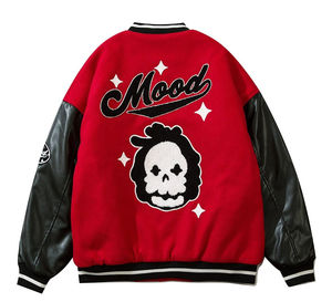 Veste universitaire en laine et cuir pour homme tendance 2025 personnalisée Streetwear à capuche avec patch de broderie 2 poches latérales hiver - Product Image 6