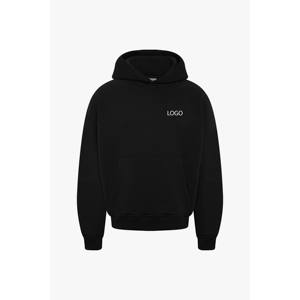 Sudadera con Capucha Negra Sólida Personalizada con Logotipo para Hombre y Pantalones Deportivos a Juego, Conjunto Deportivo Trackstar OEM de Marca Privada - Product Image 5