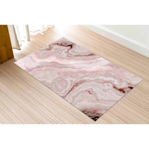 Tapis imprimé marbre abstrait, rose, moderne, design à l'encre d'alcool, avec poils doux - Product Image 5