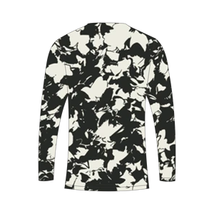 Men Charcoal And Ivory Camouflage <b>Long</b> Sleeve T <b>Shirt</b> Abstract Pattern Crewneck <b>Tee</b> Trackstar OEM Private Label TSI-G05-P0825 - Product Image 3
