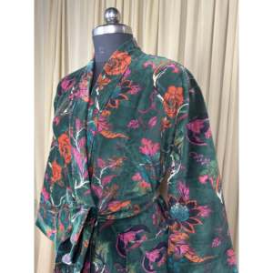 Luxury Unisex Velvet <b>Kimono</b> Elegant Reversible <b>Silk</b> Lined Quirky Gown Soft Autumn Winter Christmas Gift House Robe Boho <b>Jacket</b> - Product Image 6