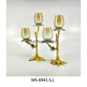 Candelabros de decoración de mesa de Metal pulido dorado de primera calidad de diferentes tamaños para el hogar y el restaurante portavelas de mesa - Product Image 2