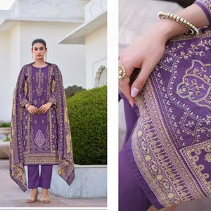 Collection de matériel de robe pakistanaise à impression numérique en coton de qualité supérieure avec broderie duppata pour des tenues décontractées et de fête - Product Image 1