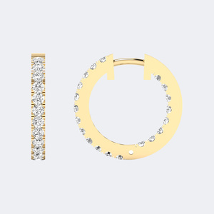 0.55 CTW Round Cut Pave Set <b>Large</b> <b>Hoop</b> Earrings - Product Image 4