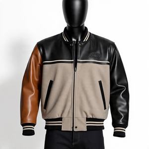 OEM de alta calidad parche bordado hombres Universidad personalizado béisbol bombardero Letterman Crop cuero manga más tamaño Varsity chaqueta - Product Image 1