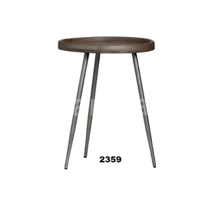 ไม้มะม่วงสีน้ำตาลและโต๊ะโลหะทรงกลมสำหรับบ้านและสำนักงาน - Product Image 1
