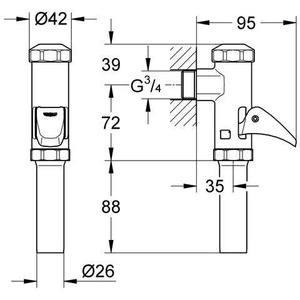 Pour WC automatique chromé Grohe DAL 3/4 pouce pour fournitures de salle de bain et toilettes - Product Image 3