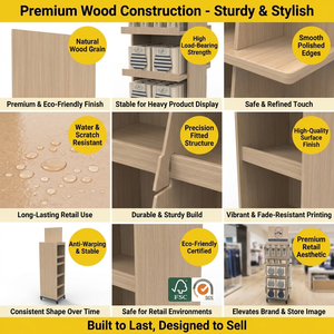 Expositor de Madera Personalizado para Artículos para Mascotas, Expositor Giratorio para Correas y Collares de Perro con Ruedas con Freno para Tiendas Minoristas de Mascotas - Product Image 6