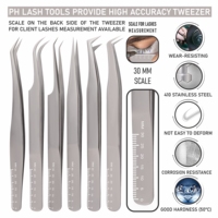 Ensemble de 6 pinces à cils en acier inoxydable avec étui magnétique en finition miroir Marque privée Meilleure pince à cils