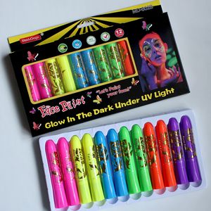 Juego de pintura facial luminosa de 6 colores, fiesta, evento de Halloween, accesorios de maquillaje, crayones lavables DIY - Product Image 3