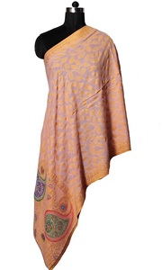 Dernière arrivée de qualité supérieure 100% soie Kani bordure de coupe longue étole solide imprimé Design pour la saison d'hiver bon prix - Product Image 4