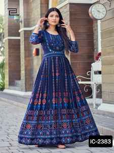 Dernières femmes portent des vêtements décontractés punjabi élégants robe en rayonne vêtements de bureau tendance Kurti en rayonne avec motif fantaisie imprimé Kurtis - Product Image 2