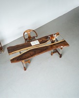 Live Edge clair époxy sud-américain noyer bois Table basse pluie bois Table 2200*850*50mm