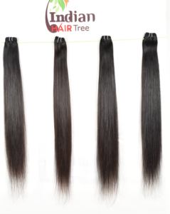 Extensions de cheveux humains indiens 100% naturels, double trame, lisses et soyeux, alignés aux cuticules, pour tissage, vente en gros - Product Image 4