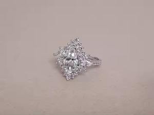 Anillo DE BODA solitario de moissanita de oro blanco certificado, banda de compromiso de acero elegante, joyería elegante de diamantes - Product Image 4