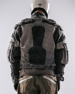 แจ็คเก็ตแฟชั่นไซเบอร์พังค์สำหรับผู้ชายเสื้อกันลมมีฮู้ดสีดำกันน้ำ - Product Image 3