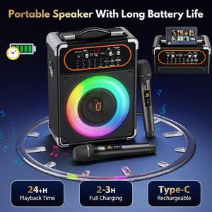 Brand New Portable Karaoke <b>Speaker</b> with 2 <b>Microphones</b> Bluetooth 5.3 PA System with Echo for Parties <b>and</b> Outdoor Events - Product Image 2