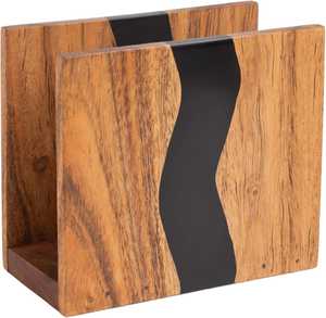 ที่ใส่กระดาษเช็ดปากไม้เคลือบอีพ็อกซี่สีน้ำเงินแบบปรับแต่งได้ ทนทาน รูปทรงนางฟ้า สำหรับห้องรับประทานอาหาร ห้องครัวในบ้าน - Product Image 6