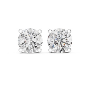 925 <b>Silver</b> Handmade Solitaire Design Elegant Minimalist Jewelry for Women Classic Round Moissanite <b>Stud</b> Earrings - Product Image 1
