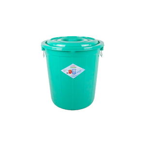 Cubo de plástico redondo resistente con tapa y cierres laterales de hierro seguros para cocina, restaurante, tienda de bebidas, almacenamiento de agua - Product Image 2