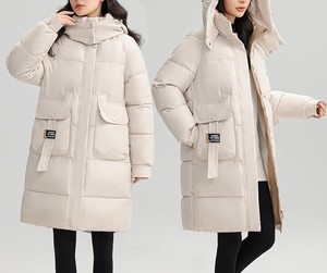 Shoulder Straps Decoration <b>Women's</b> <b>Lightweight</b> Hooded Short Winter Puffer <b>Jacket</b> Waterproof Eco-Friendly Reversible Raw - Product Image 3