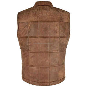 New Arrival Men High Quality <b>Body</b> <b>Warmer</b> Suede Leather Vest Vintage <b>Brown</b> WaistCoats for Men - Product Image 4