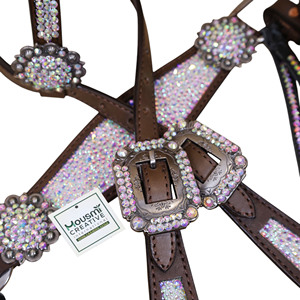 Western Horse Racing AB Pierres transparentes décorées Argentine Cuir de vachette Cheval Headstall & Collier de poitrine Tack Set au prix de vente - Product Image 4