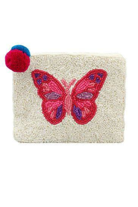 กระเป๋าใส่เหรียญประดับลูกปัดใบมอนสเตรา-สีส้ม - Product Image 3