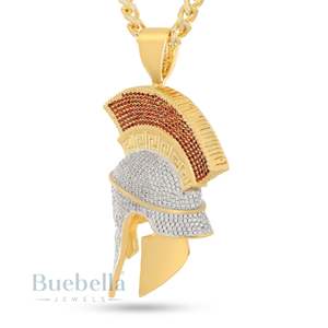 Collier pendentif Hip Hop casque corinthien plaqué or 18 carats Moissanite bling glacé pour hommes bijoux streetwear à chaîne personnalisée tendance - Product Image 2