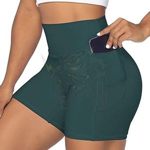 Pantalones cortos de yoga con logotipo personalizado, pantalones cortos deportivos para correr, mallas cortas de cintura alta para gimnasio, pantalones cortos de yoga sin costuras para mujer - Product Image 4