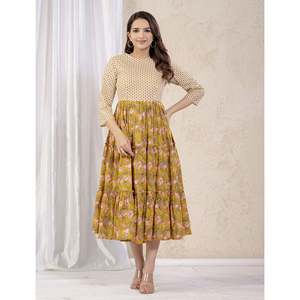 Robe Anarkali en coton imprimé style pakistanais et indien, salwar kameez et costume en georgette et soie pour les occasions spéciales - Product Image 3