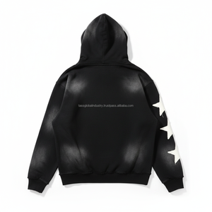 Sweat à capuche thermique zippé pour homme, 100% coton, coupe ample, style vintage Y2K, délavé au soleil, effet usé, avec patch brodé personnalisé surdimensionné - Product Image 2