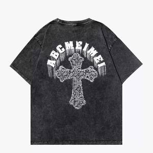 Venta al por mayor 100 algodón lavado ácido camiseta de gran tamaño 250Gsm peso pesado camiseta para hombres personalizado en blanco Vintage camiseta - Product Image 4