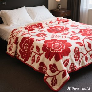 Manta polar suave floral roja Cozy Printed Throw Single Size - Product Image 2