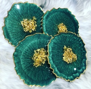 Handmade Luxury Eco-Friendly Resin Coasters Set for Home Decor and Parties Classic Design Unique <b>Epoxy</b> Mats and Pads <b>Table</b> Use - Product Image 3