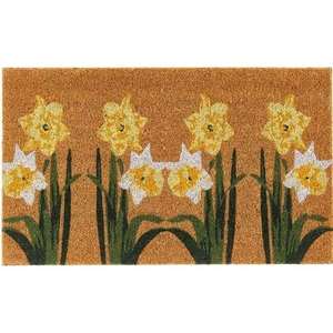 Netline Home Printed Daffodil <b>Coir</b> <b>Doormat</b> 45x75 Cm-Modern Waterproof Decorative Entry Mat - Product Image 1