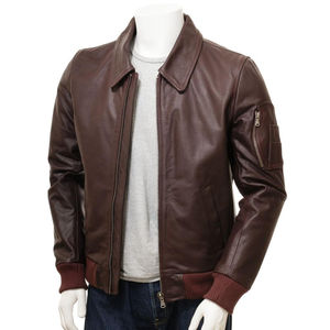 Veste en cuir grande taille pour hommes vente en gros de luxe nouveau design de qualité supérieure coupe-vent respirant 100% en cuir véritable col montant - Product Image 4