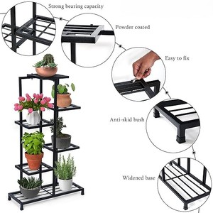 Multiple Flower Pot Holder Metal <b>Tall</b> Plant Stand 7 Tier Rack Shelves Rack Black <b>Storage</b> Organizer in Low Price - Product Image 3