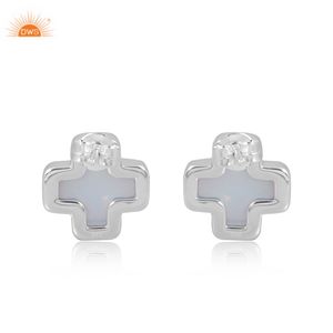 Nuevo diseño de tendencia Plata de Ley 925 Natural Aurora Opal Sky Gemstone Stud Pendiente para mujer Fabricante de joyería personalizada - Product Image 2