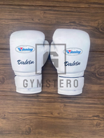 Guantes de Boxeo GYMSTERO GS-ST-0056 Personalizables, Profesionales, de Alta Calidad, de Cuero Vacuno Genuino, con Cierre de Cordones y Velcro