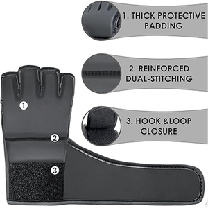 Vente en gros de sac Gants Mma demi-doigts Gants de boxe personnalisés en cuir de vachette véritable Gants Mma en cuir respirant - Product Image 2