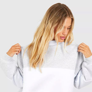 Venta al por mayor de cuello redondo sólido sudadera en blanco personalizado de alta calidad de lana de talla grande sudadera de algodón para las mujeres - Product Image 2