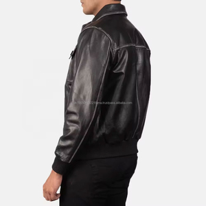 Veste d'extérieur à col montant en cuir véritable enduit de motard tendance 2025 automne personnalisée nouvelle polaire épaisse à moteur décontractée personnalisée - Product Image 6